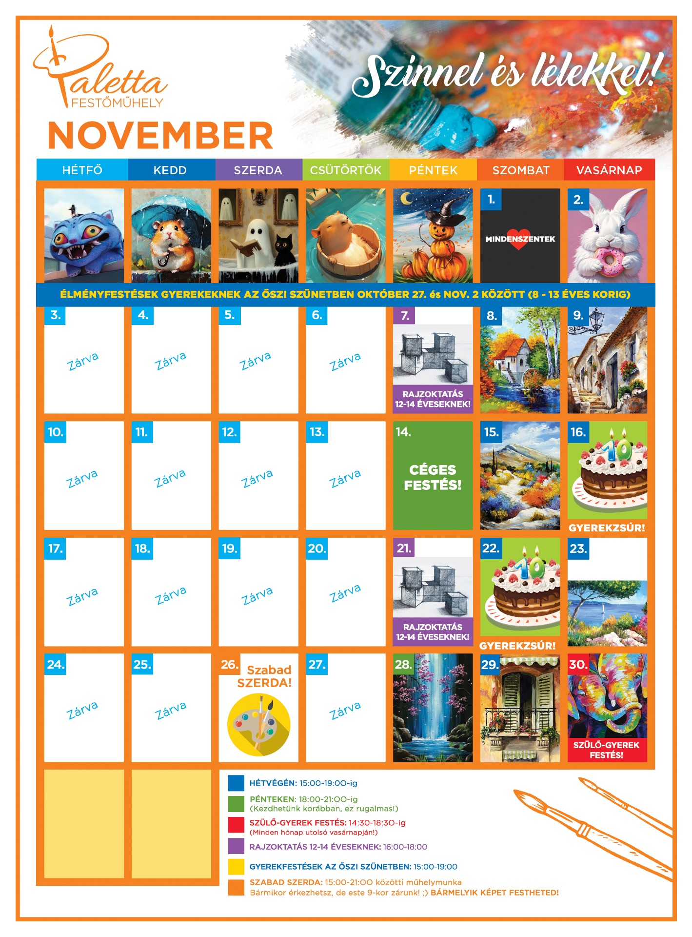 Novemberi élményfestések Budapesten Zuglóban