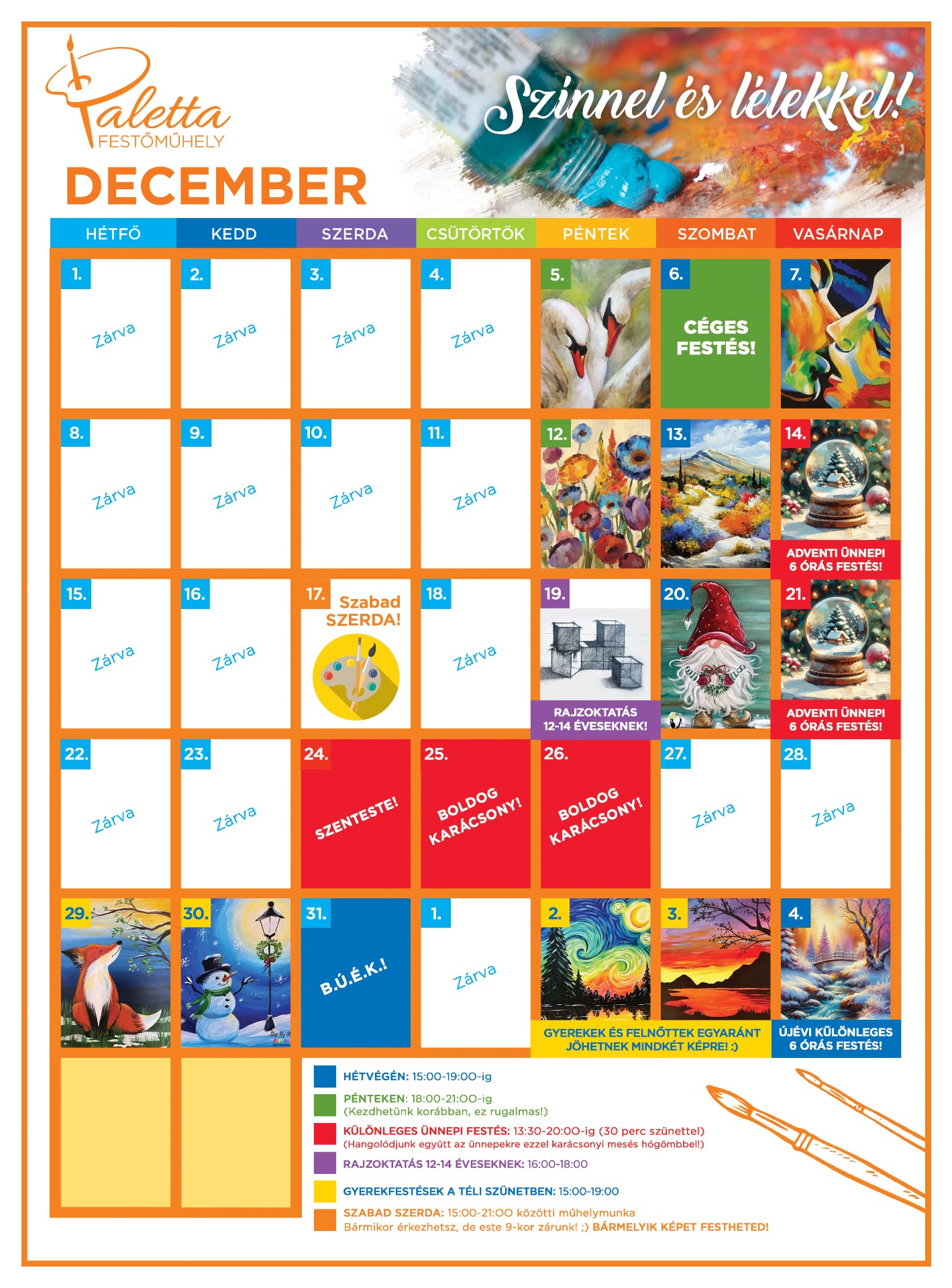 Decemberi élményfestések Budapesten Zuglóban