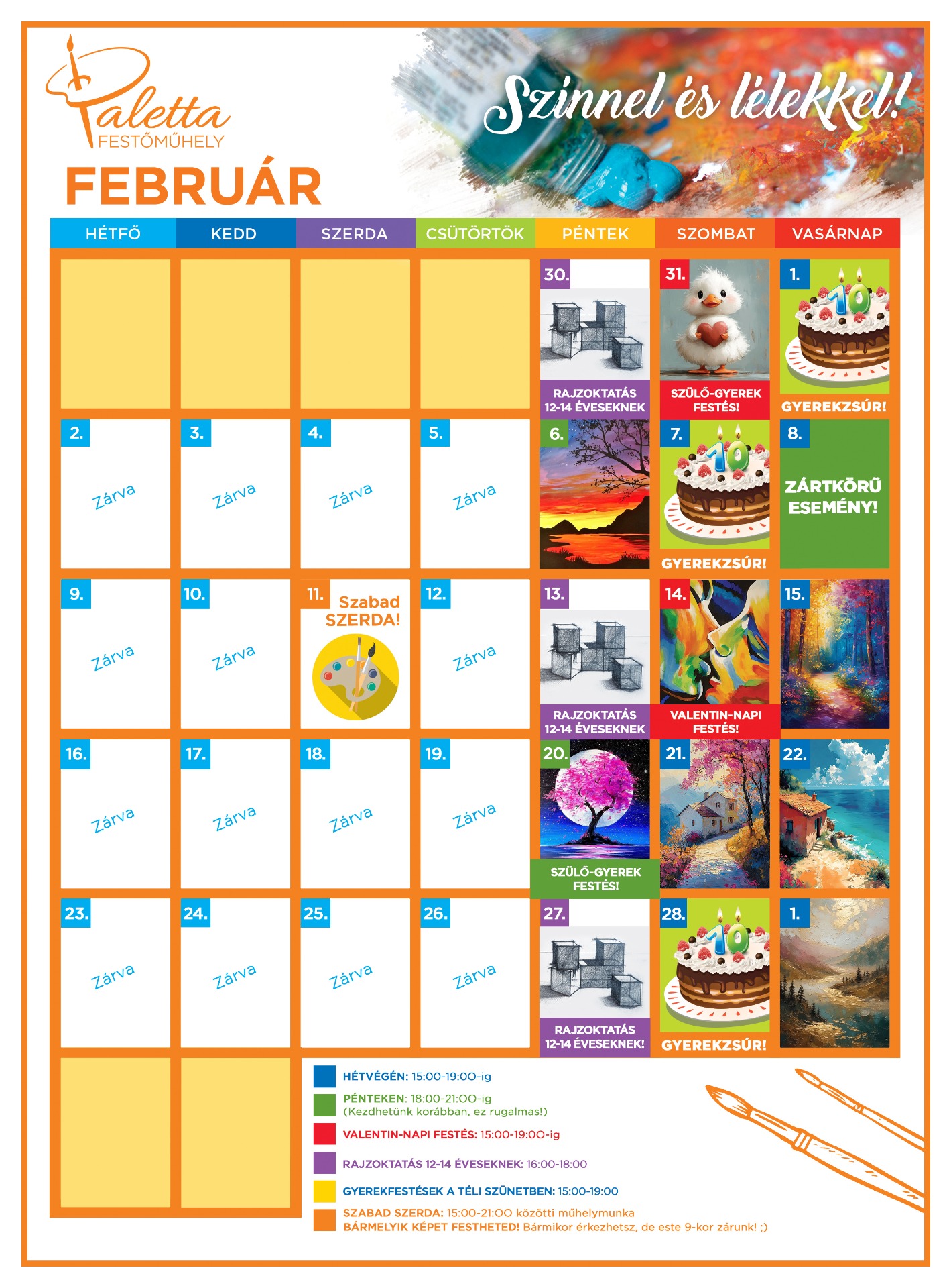 Februári élményfestések Budapesten Zuglóban 